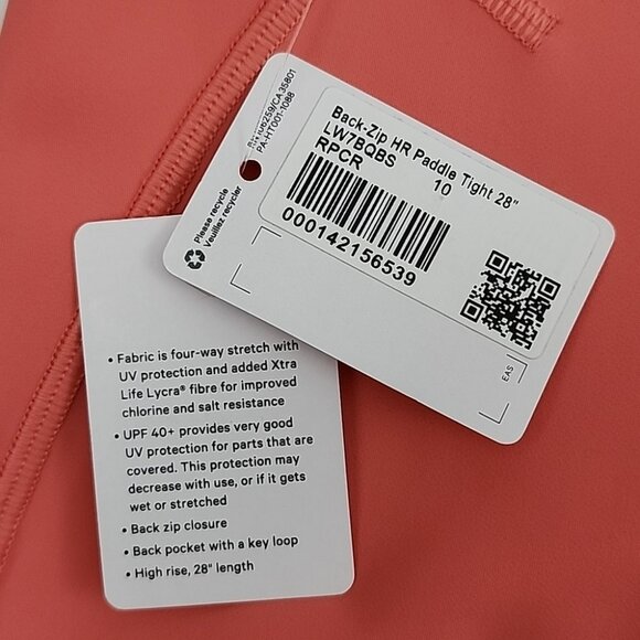 Lululemon Back-Zip High-Rise Paddle Tight 28" Raspberry Cream Size 10 - Picture 7 of 16
